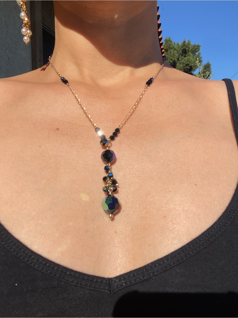 14k gold filled vintage AB crystal adjustable necklace